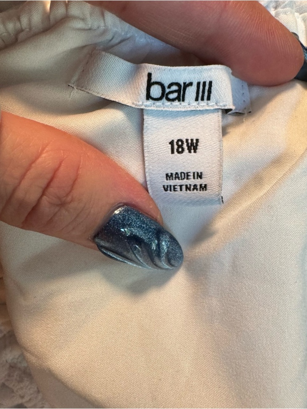 Bar III White Eyelet Tie-Front Puff Sleeve Top square neckline size - Picture 9 of 10
